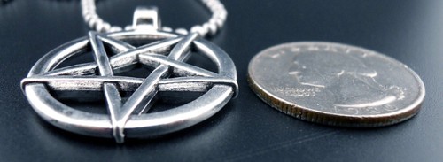 Pentagram Necklace Stainless Chain New Woven Pentacle Pendant Double Sided Star - Picture 7 of 13