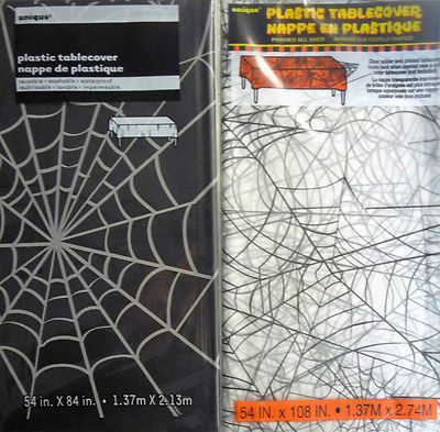 Halloween Kunststoff Spinnennetz Tischdecke (2,74m x 1,37m) schwarz oder transparent