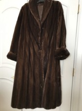 Custom Made Brown Mahogany Long Mink Coat Size 6-8 Custom Lining