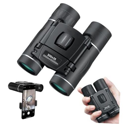 300x25 Binoculars for Adults and Kids, High Powered Mini Pocket Black