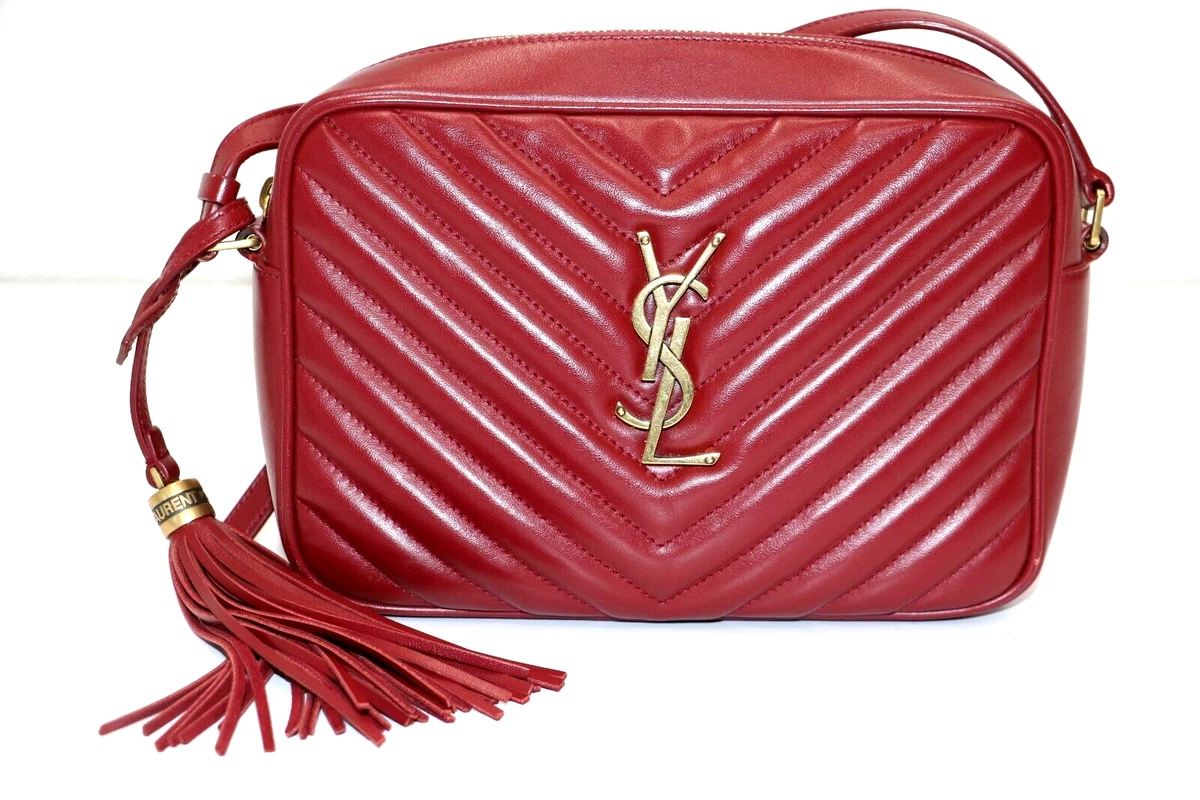 Lou Camera Leather Crossbody Bag in Pink - Saint Laurent