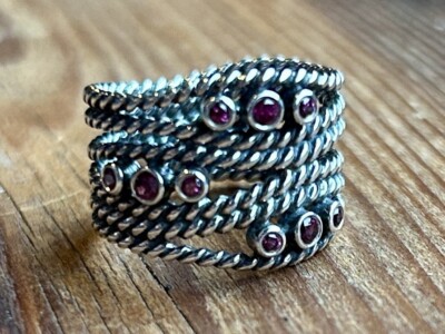 Toller Pandora-Ring  Hidden Romance , 925er Silber mit Rhodolith, Gr. 50
