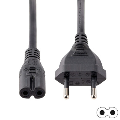 Stromkabel Netzkabel 2 Pin für PS1, PS2, PS3, PS4, X-BOX uvm. 1,5m lang (NEU)