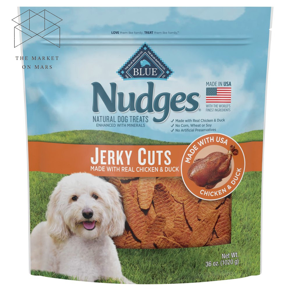 Blue Buffalo Nudges Jerky Cuts Natural Dog Treats, Chicken and Duck, 36Oz