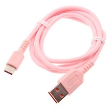 Pink 3ft USB-C Cable Charger Cord Power Wire Type-C Fast Charge for Smart Phones