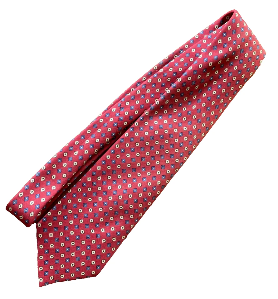 BURBERRY LONDON MEN'S TIE RED BLUE CREAM Polka Dot Silk Italy 3.75"x60" WIDE - Image 3 of 4