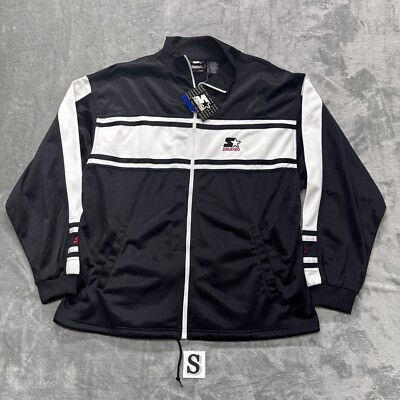 Vintage Starter Full Zip Warm Up Jacket Size L Black White , New