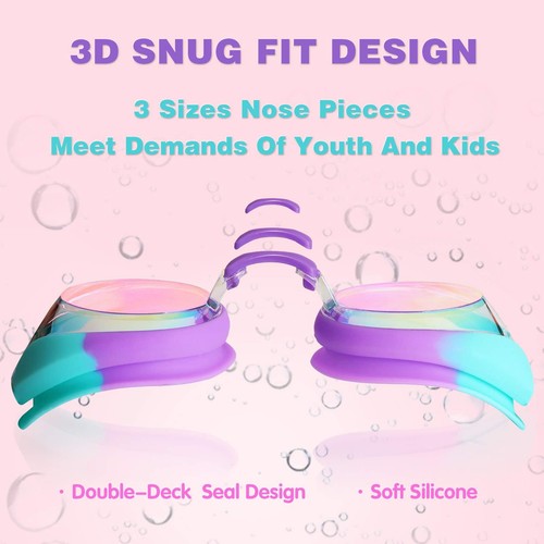 2 Pack Kids Swim Goggles Swimming Goggles for Toddler Children Girls Boys You... - Picture 3 of 7