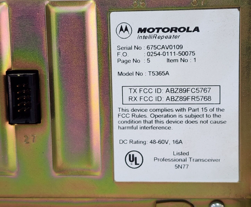 ZEBRA MOTOROLA SOLUTIONS T5365A POWER AMPLIFIER / RECEIVER CHASISS - Picture 4 of 5