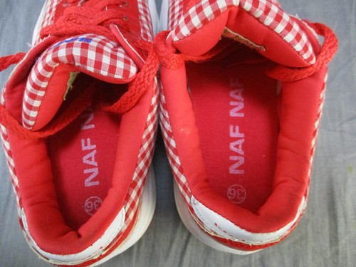 Zapatillas de deporte para mujer Zapato NAF NAF US talla 5 Patrón de tablero de ajedrez de picnic rojo - Imagen 9 de 10