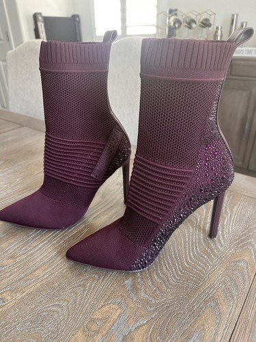 Steve Madden Maxwell Burgundy Sock Boots, 4” Heel.