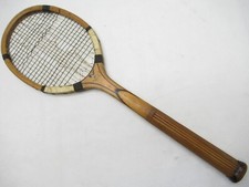 VINTAGE JACQUES OF LONDON "MAGPIE" WOODEN TENNIS RACQUET. ANTIQUE / DISPLAY
