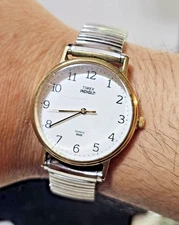 Vtg Timex Indiglo Quartz stainless steel hadley roma watch band strap- S91- READ