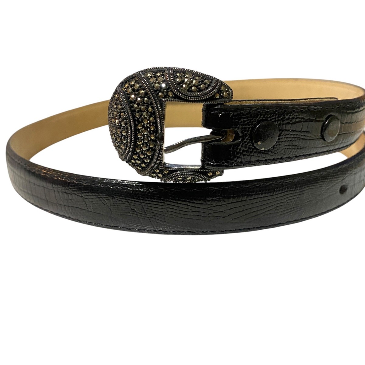 Judith Jack Sterling Silver Marcasite Buckle Genuine Leather  display picture 2