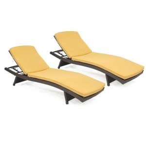 Jeco Wicker Chaise Lounger in Espresso with Mustard ...