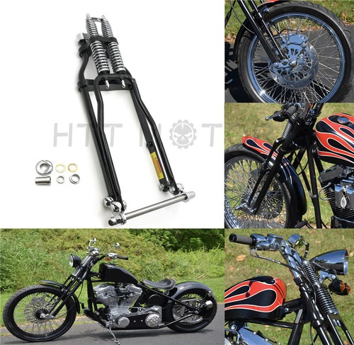 BLACK SPRINGER FRONT END -4" UNDER STOCK LENGTH WISHBONE FOR HARLEY & CUSTOM NEW - Picture 2 of 9