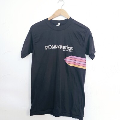 80s RARE Vintage PDMagnetics Cassettes T-shirt Single Stitch Size L Sneakers Tag