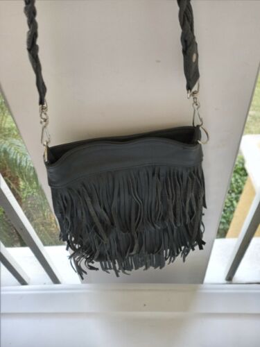 Black Leather Fringe Made In Mexico Handbag - image 1
