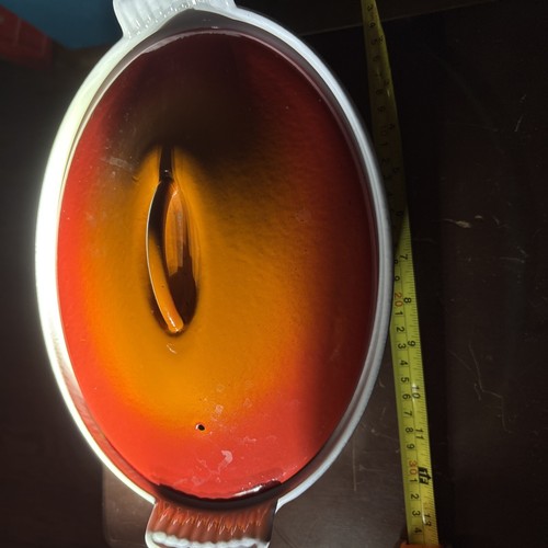 Le Creuset 26 Oval Orange Flame Casserole Dish Pan, Diamond France Rare Vintage - Picture 16 of 24