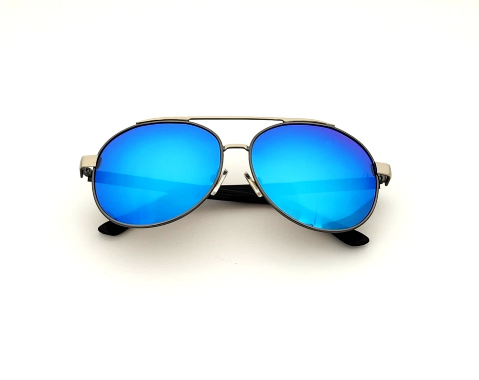 Polarized Mercedes Benz Metal Aviator Sunglasses Silver Frame Blue Mirror MB11 - Image 4 of 4