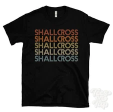 SHALLCROSS REPEATED RETRO STYLE T-SHIRT mens & womens novelty cool name gift