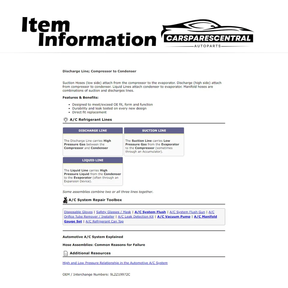 Manguera de descarga de refrigerante de aire acondicionado para Ford Explorer Sport Trac 2007-2010 4,0 L Foto 3 de 3