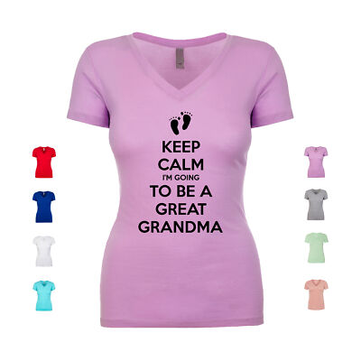 Keep Calm I'm Going To Be A Great Grandma Pregnant Mom Dad Mother Women's V Neck