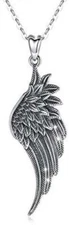 925 Sterling Silver Necklace Guardian Angel Wings Pendant Chain 18" Gift For Her