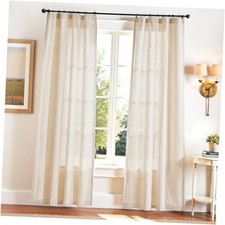 Beige Linen Blend Curtains 84 inch Length 2 50"W x 84"L Pack of 2 Ecru