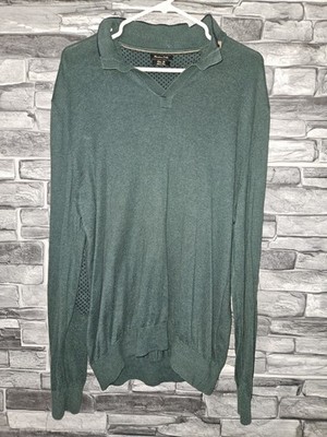 massimo dutti men's Size 2XL Green Cotton Silk L/S Polo