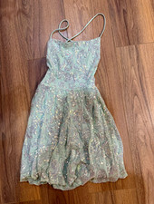 Windsor womens light green sequin tulle fit & flare mini dress sweetheart XS