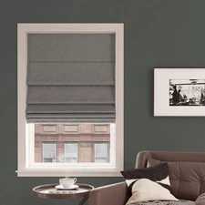 Sun Zero Gray 100% Blackout Cordless Textured Fabric Roman Shade 33in x 64in