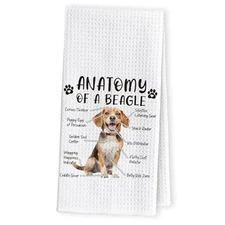 Funny Dog Kitchen Towels Gifts for Women & Men, Dog Anatomy Tea Towel Beagle
