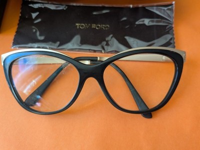 TOM FORD Damen Cat Eye Brille schwarz, Kunststoff/Metall, mit Etui & Box