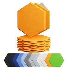 12 Pack Acoustic Panels Self Adhesive Sound Proof Foam, Hexagon 12pcs Orange