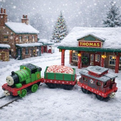Thomas Take Along Holiday Cars Lot Diecast Christmas Take N Play And Percy