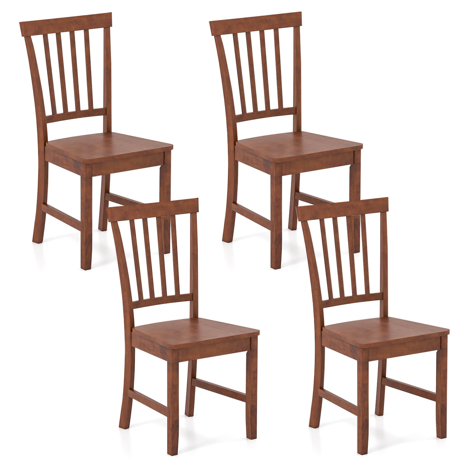 Costway 2 PCS Dining Chair Kitchen Spindle Back Side Chair with Solid Wooden Leg