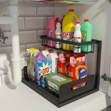 Realinn Under Sink Organizer Pull Out Cabinet Storage 2 Tier Slide Out Sink