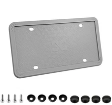 XCLPF Silicone Gray License Plate Frame Covers 1 Pack- Front and Back Car Pla...