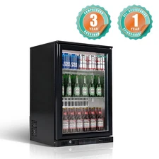 24'' Counter Height Back Bar Cooler Glass 1 Door Hinged Beverage Refrigerator