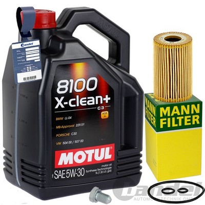 MANN ÖLFILTER + MOTUL 5W-30 ÖL passend für VW GOLF 5+6 PASSAT B6+B7 1.6-2.0 TDI