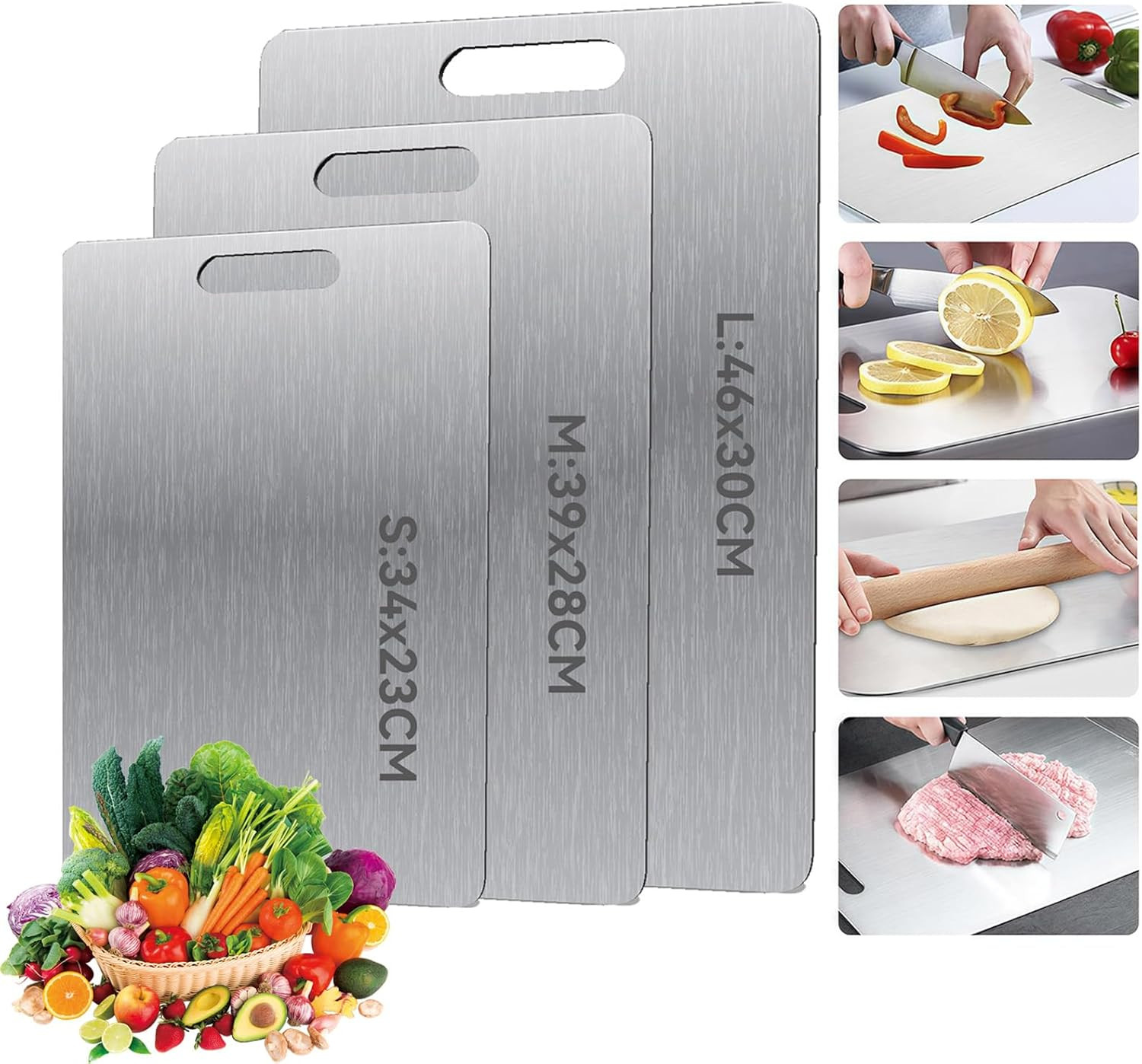 Set 3 Taglieri in Acciaio Inox Alimentare - Protezione per la Famiglia
