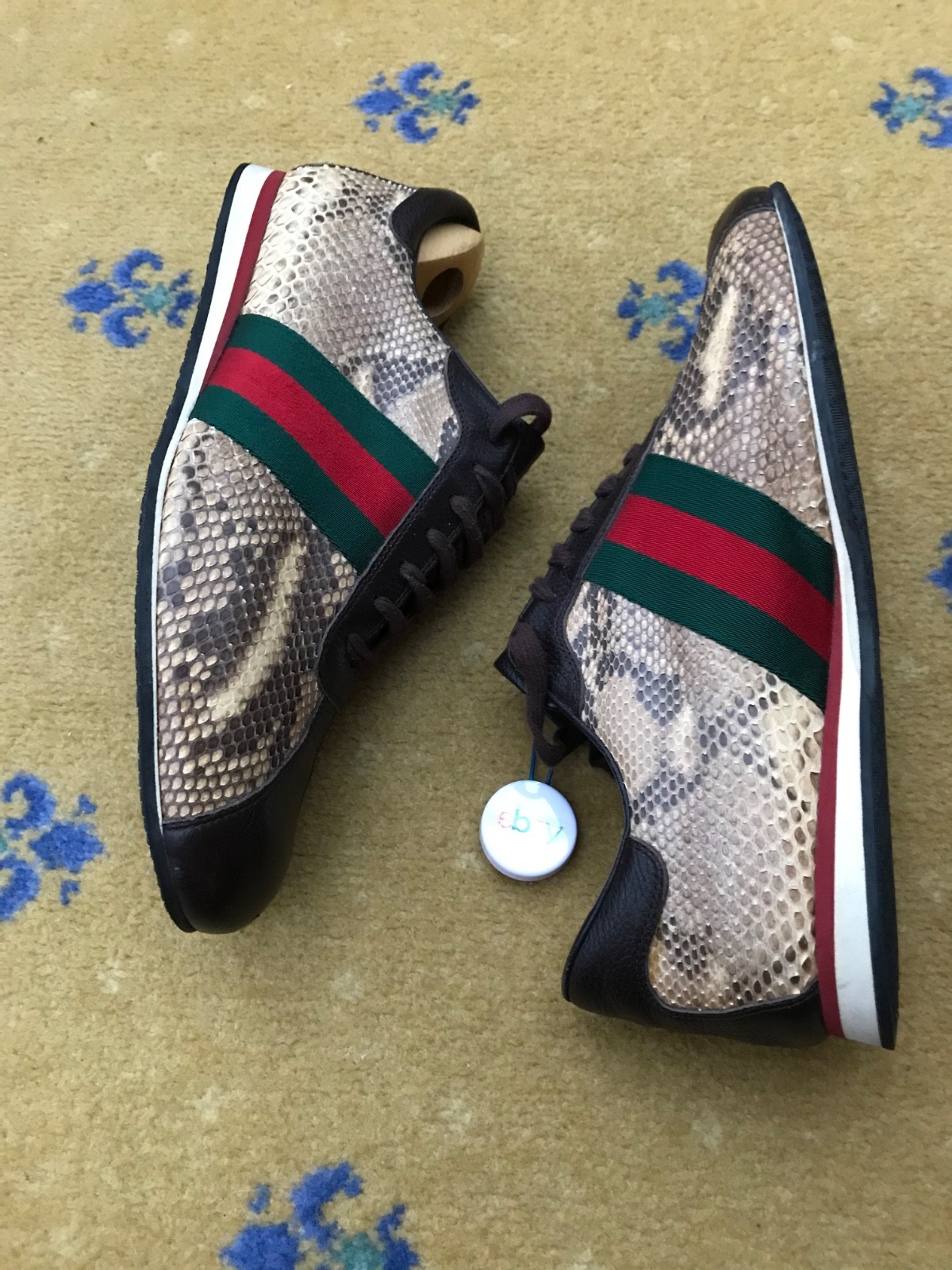 Gucci Trainers Sneakers Shoes Snakeskin Web Green Red Mens UK 10 US 11 EU 44 image 6