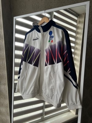Vintage Diadora 1994 Italy Football Soccer Men's White Track Jacket Size L