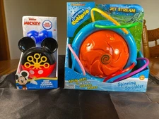 Disney Jr Mickey Mouse Mini Bubble Machine & Summer Eclipse Spinning Sprinkler