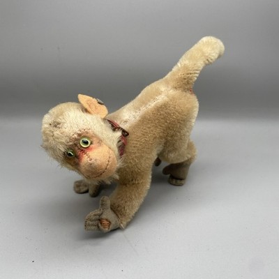 VTG Steiff Monkey Coco Baboon 1950 s Green Glass Eyes Ear Tag Mohair Germany