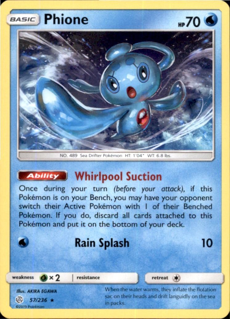 Phione 57/236 Rare Cosmic Eclipse Pokemon Near Mint