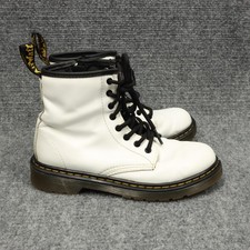 Dr. Martens 1460 J Youth Size 2 White Leather Combat Ankle Zip Boots Kids