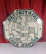 Vintage French Plastic Advertising Sign Stoneware