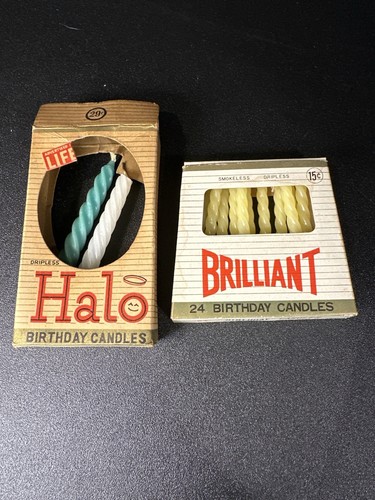Lotto 2 scatole candele compleanno vintage aureola e brillanti con candele Giappone anni 50-60